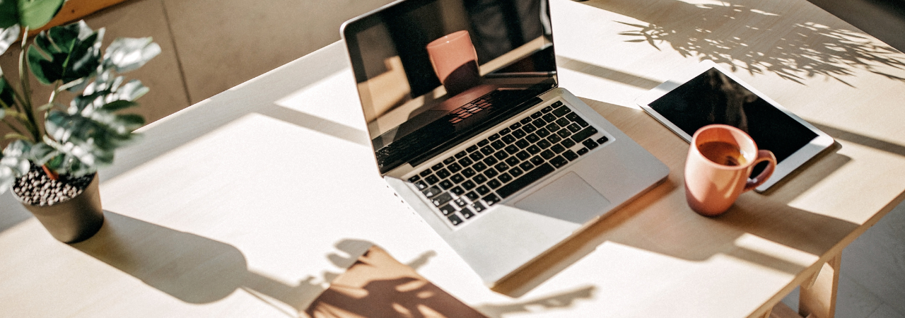 close up of home working desk