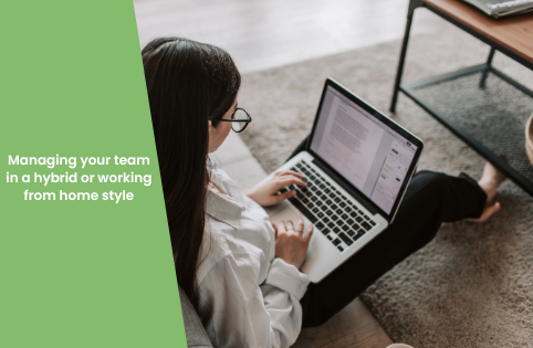 Dark-haired woman sat on laptop on sofa, working in comfortable/casual position