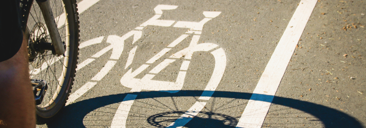 close up of road sign showing bike lane